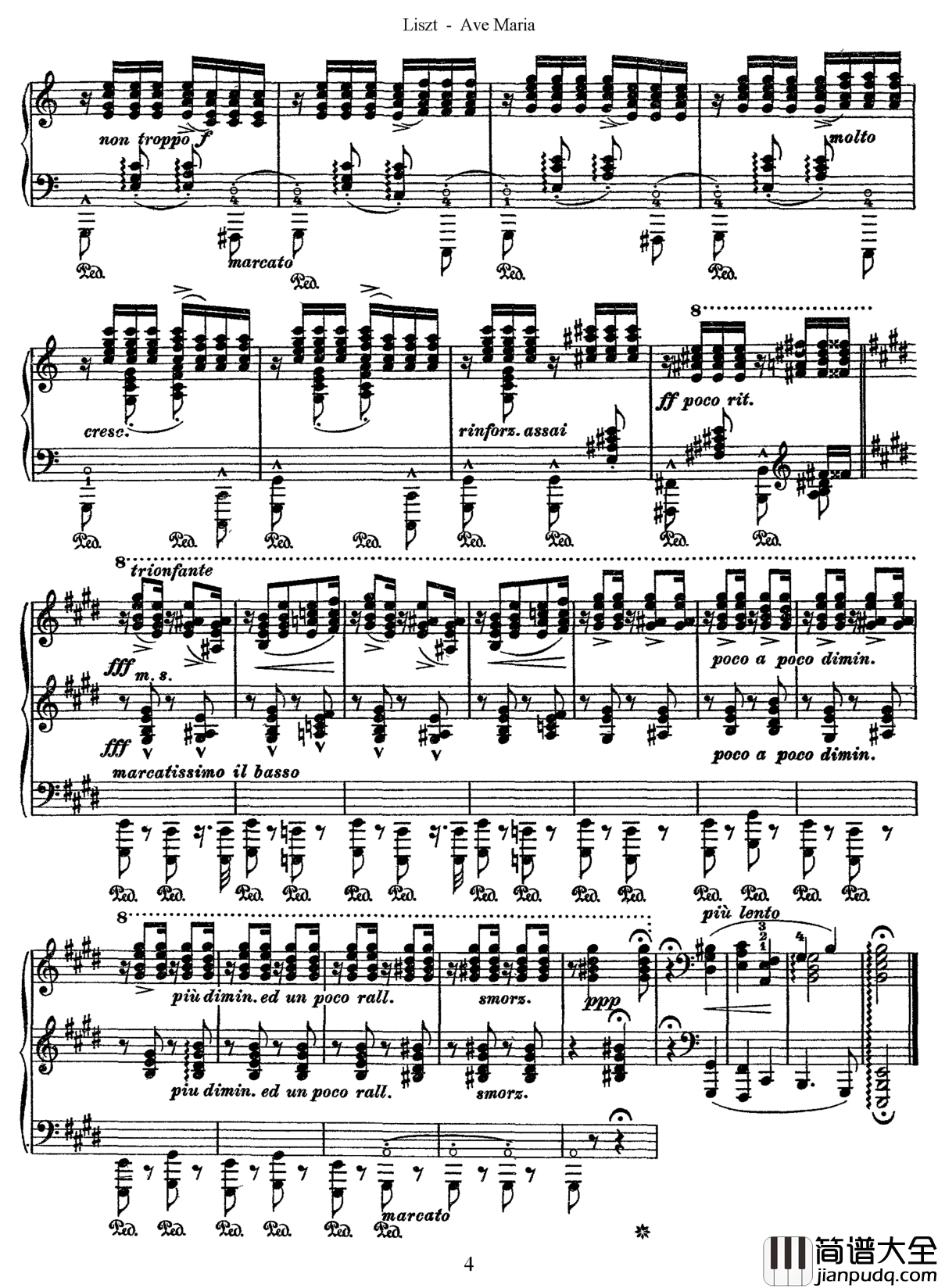 罗马的钟声S.182钢琴谱_李斯特