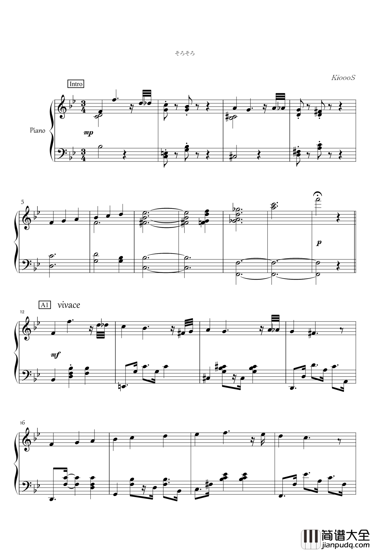 Sorosoro钢琴谱_KioooS