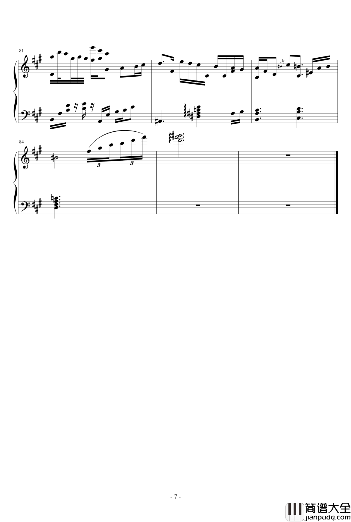 街灯之影钢琴谱_Ydolem