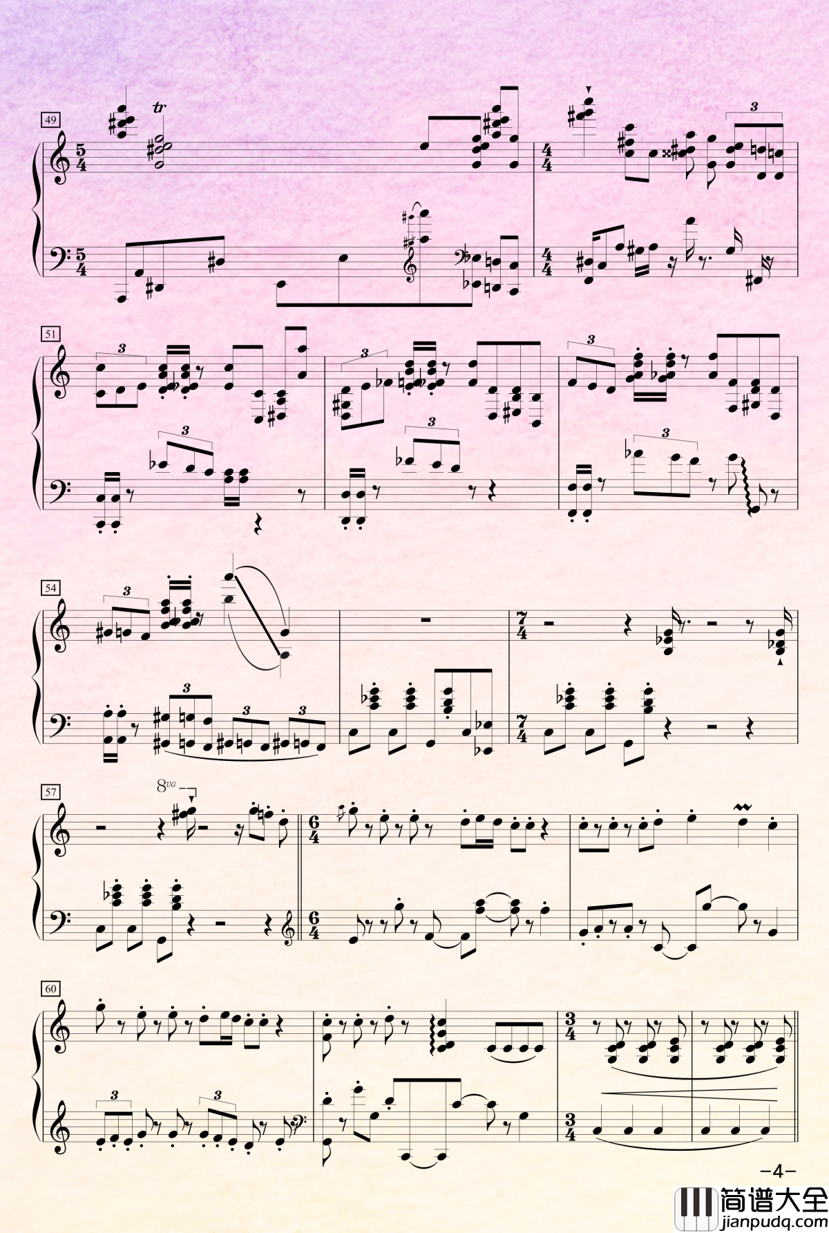 冒失鬼片尾曲钢琴谱_冰Go