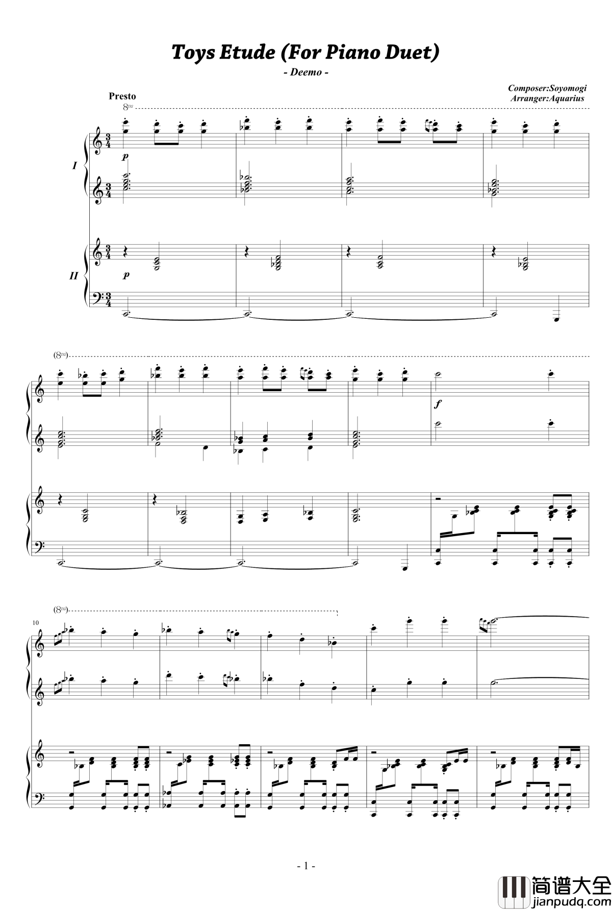 Toys_Etude_钢琴谱_For_Piano_Duet_Deemo