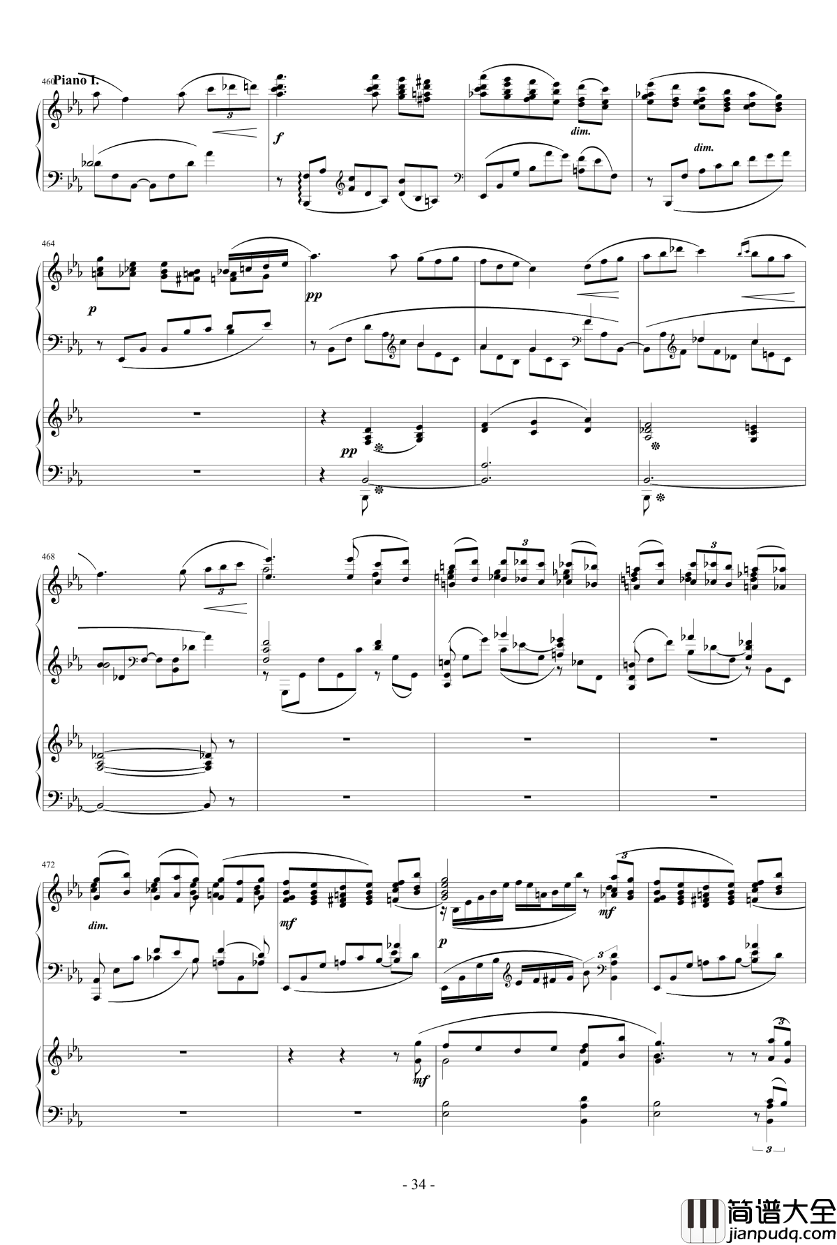 拉赫玛尼诺夫第一钢琴协奏曲_Op.1钢琴谱_拉赫马尼若夫