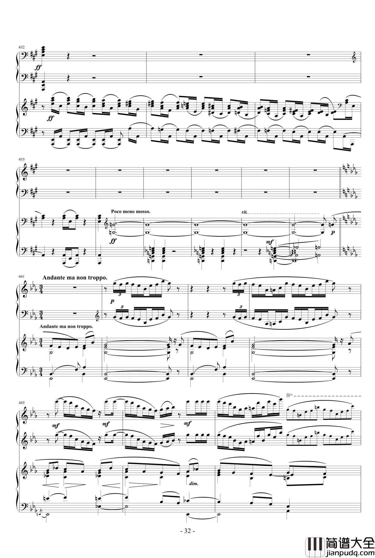 拉赫玛尼诺夫第一钢琴协奏曲_Op.1钢琴谱_拉赫马尼若夫