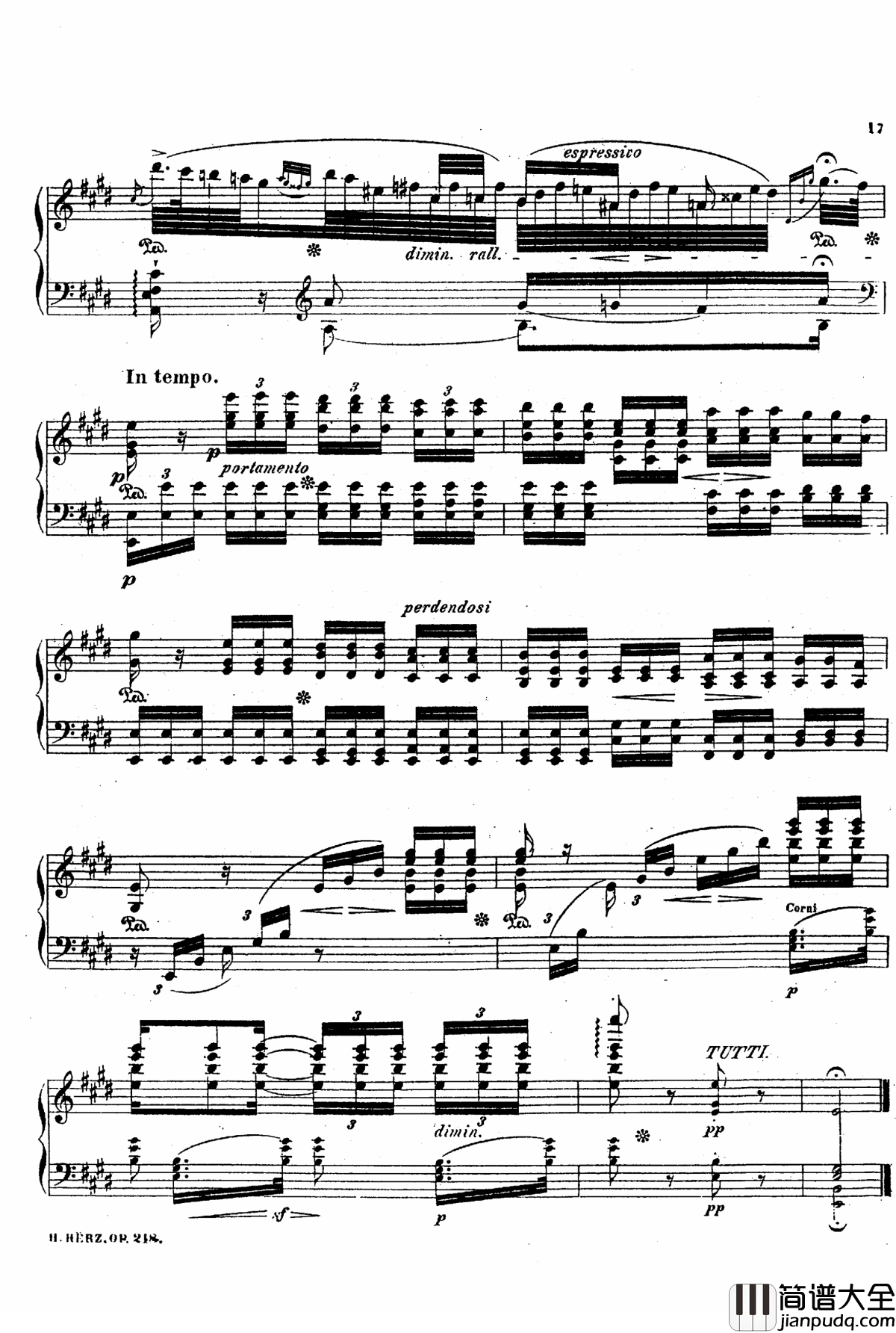降A大调第八钢琴协奏曲Op.218钢琴谱_赫尔兹