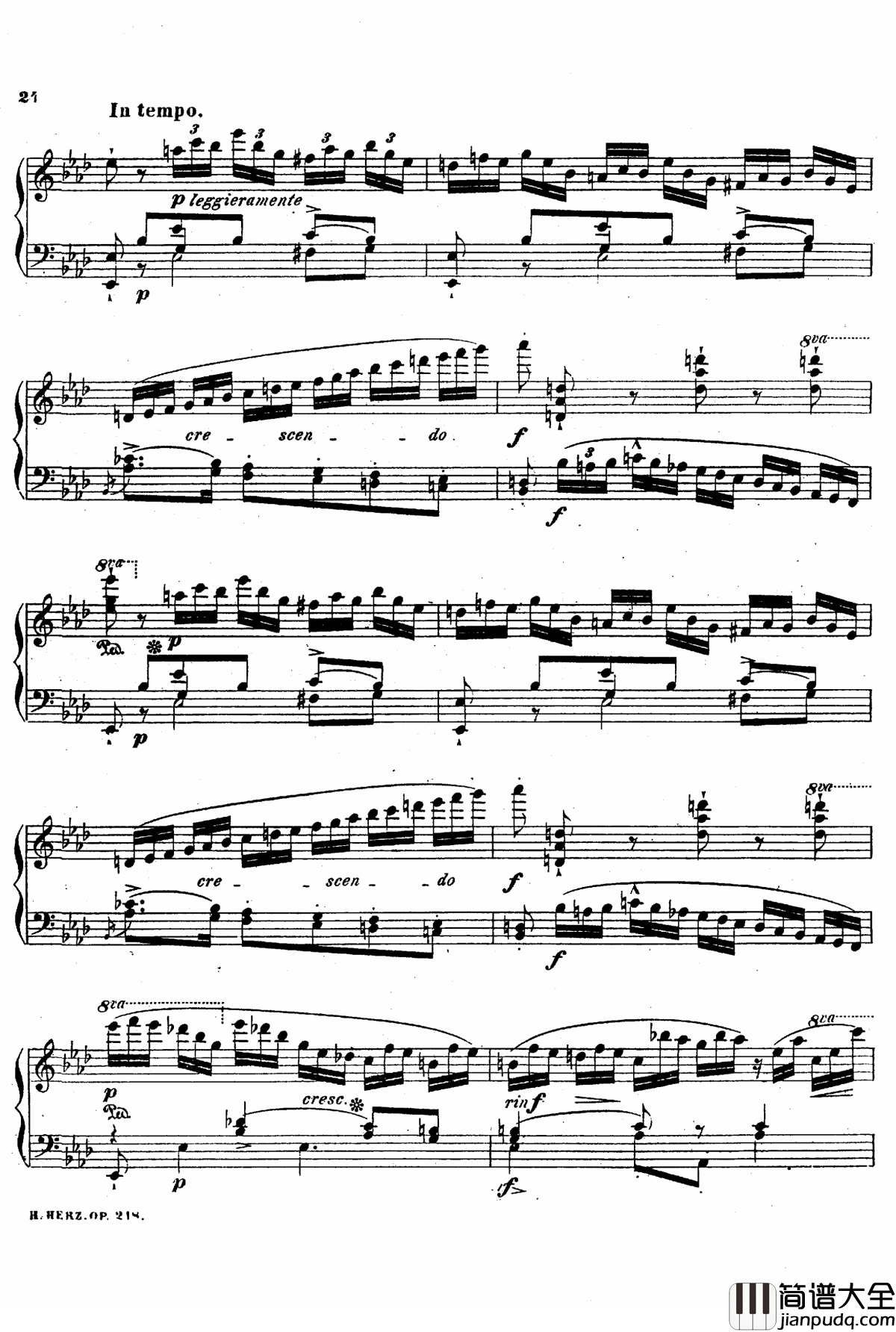 降A大调第八钢琴协奏曲Op.218钢琴谱_赫尔兹