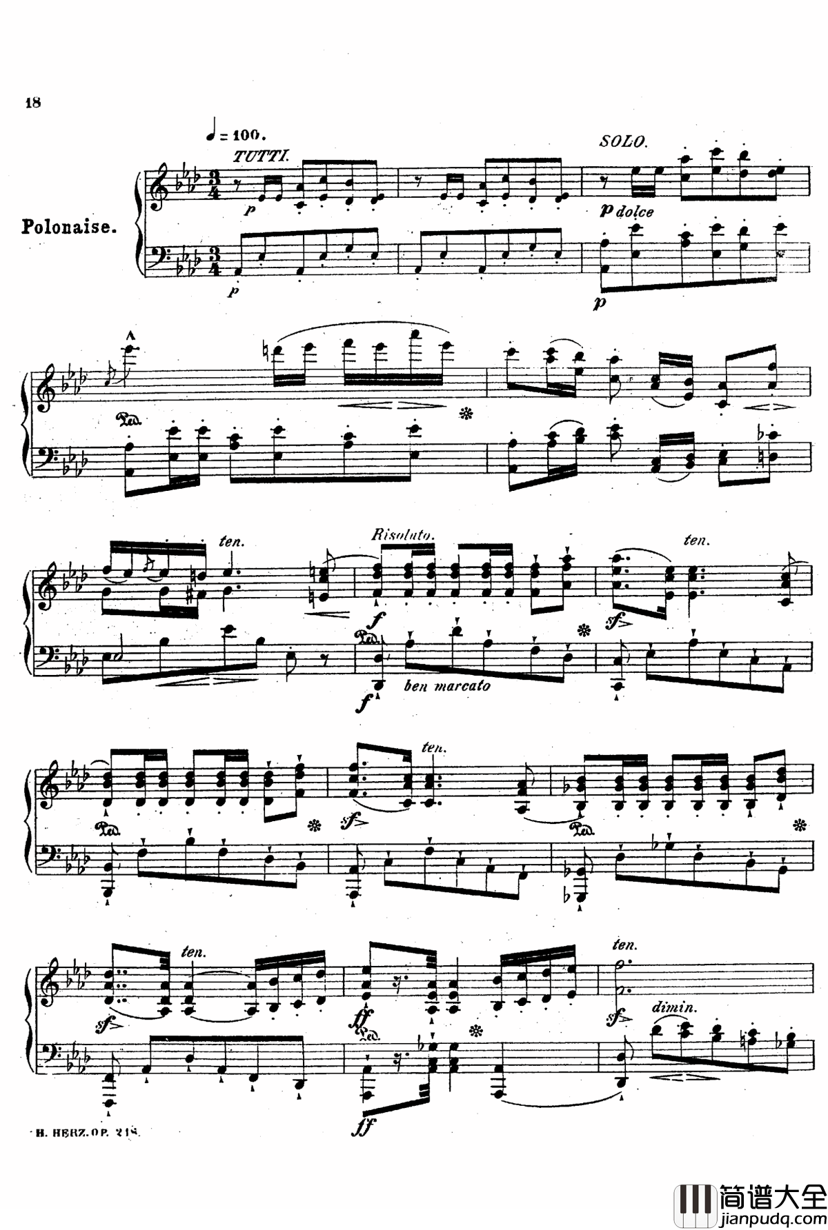 降A大调第八钢琴协奏曲Op.218钢琴谱_赫尔兹