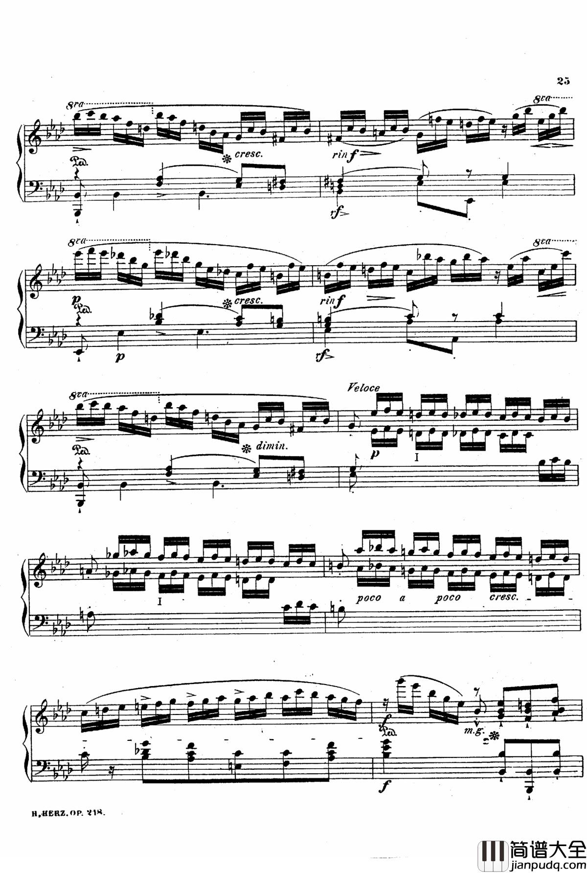 降A大调第八钢琴协奏曲Op.218钢琴谱_赫尔兹