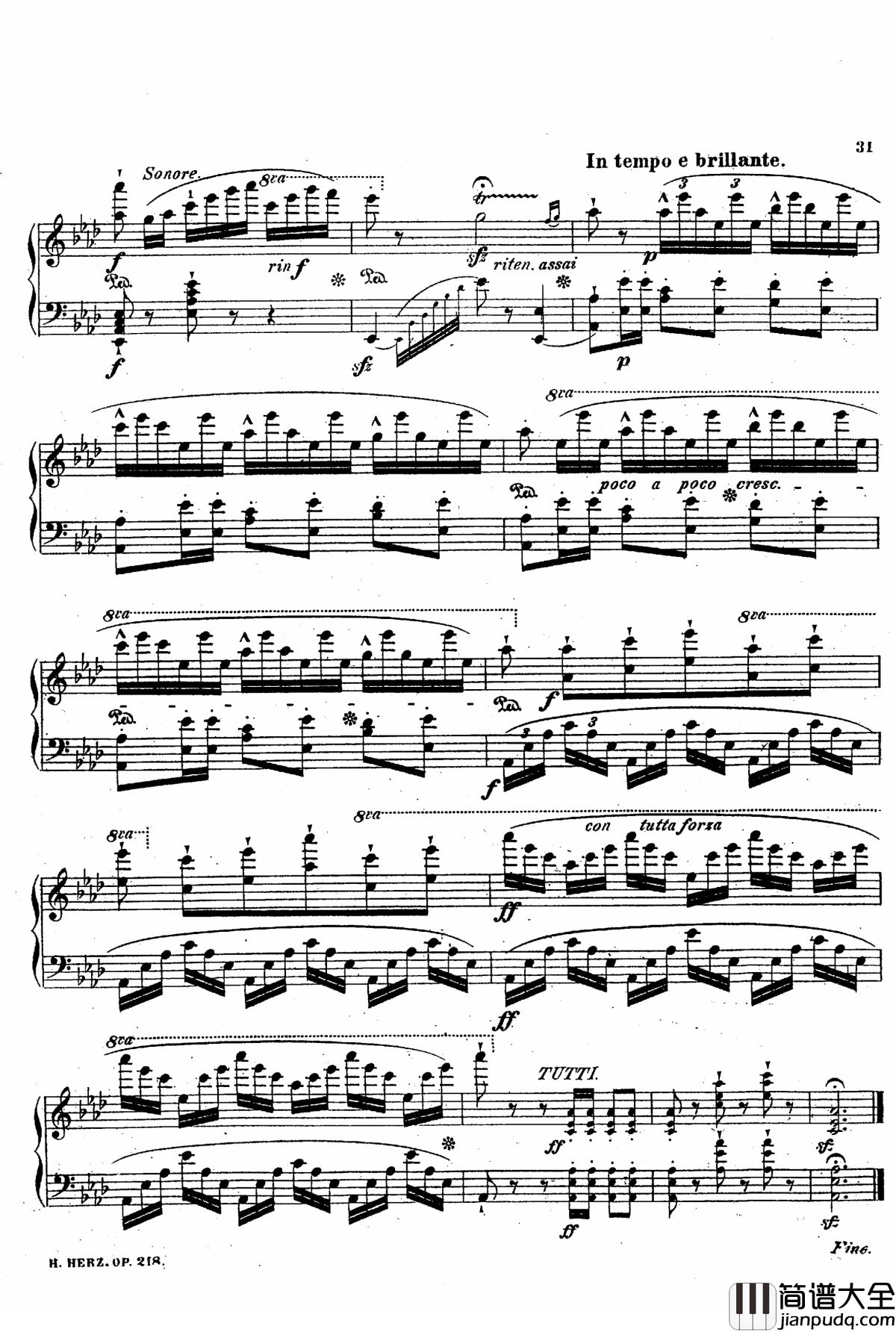 降A大调第八钢琴协奏曲Op.218钢琴谱_赫尔兹