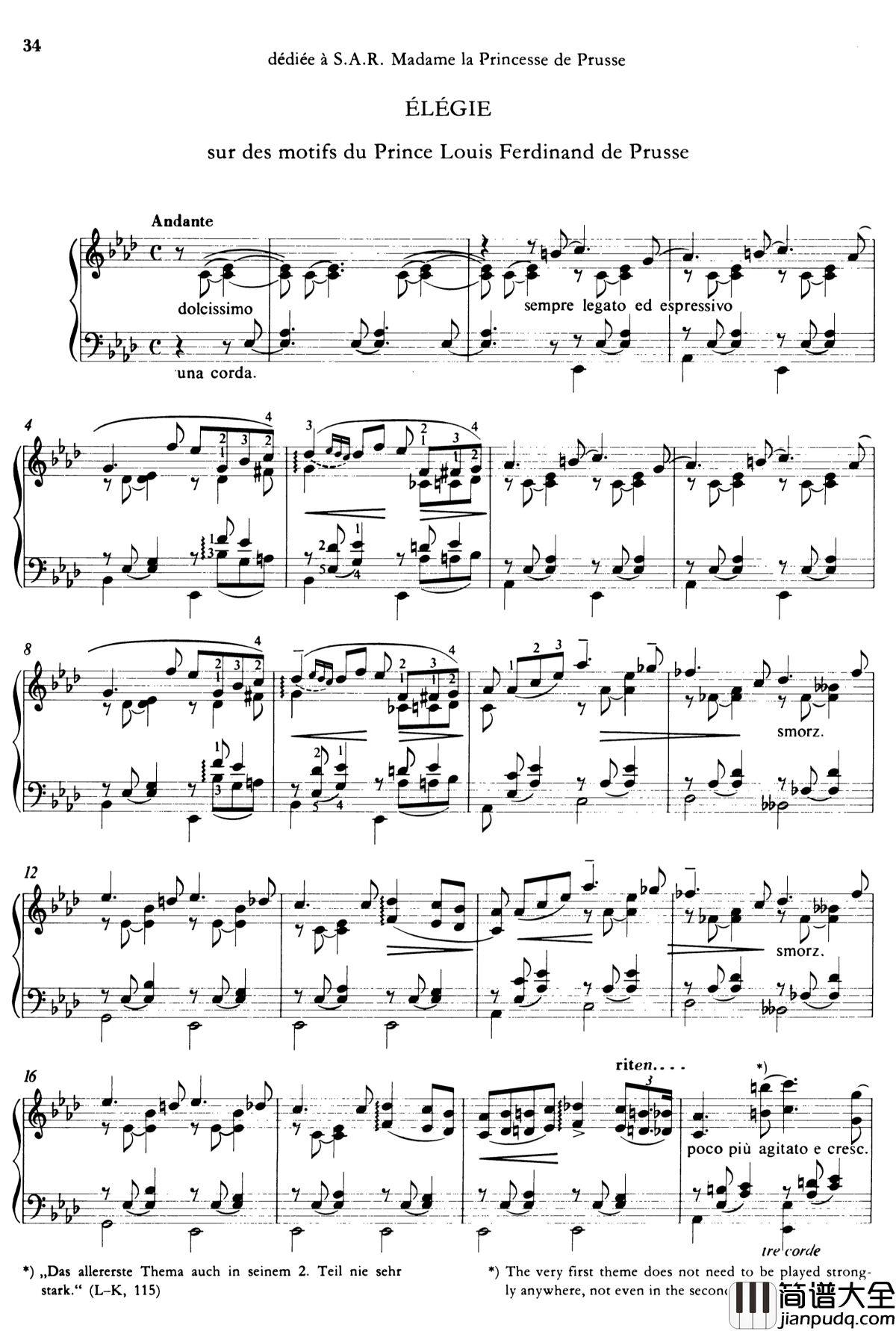 李斯特悲歌钢琴谱S.168_普契尼