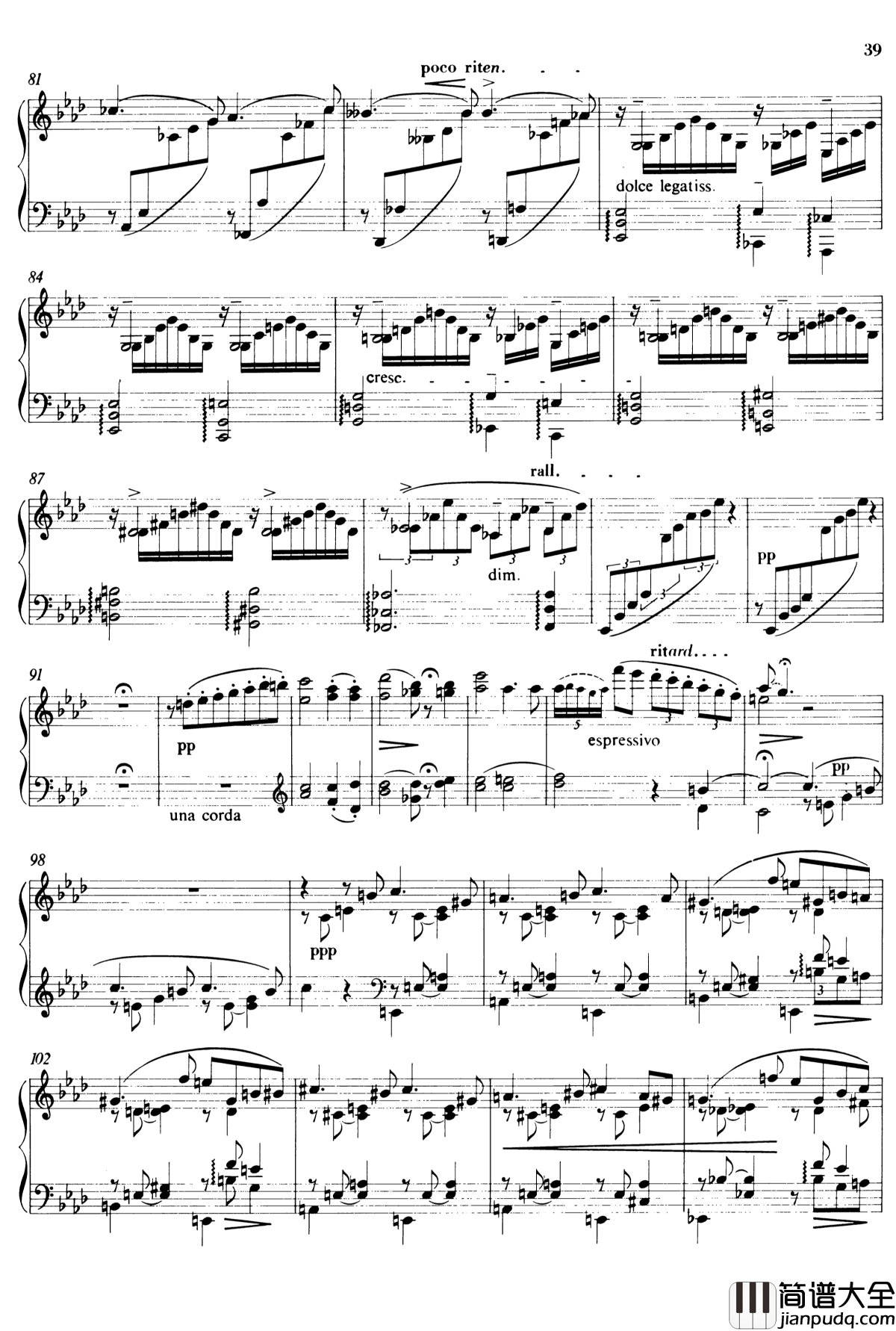 李斯特悲歌钢琴谱S.168_普契尼