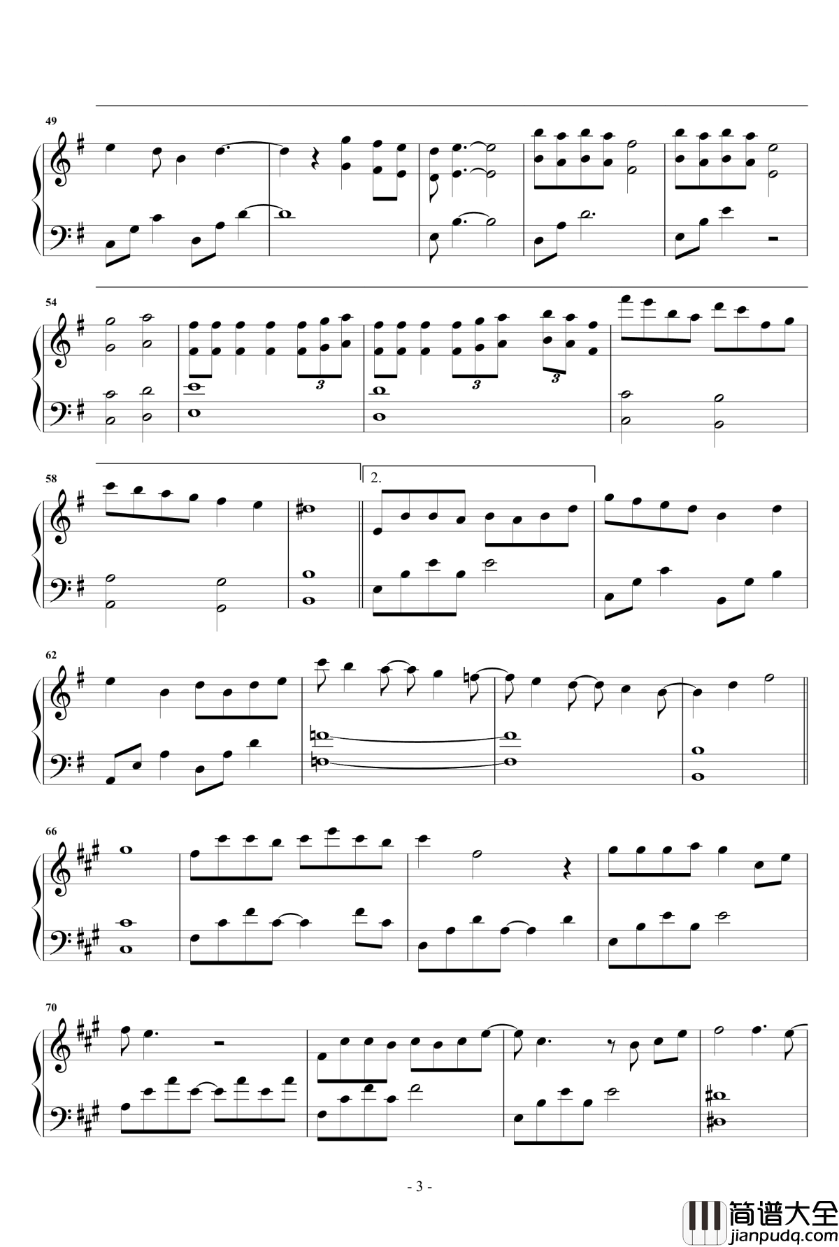 凉凉_原声版钢琴谱_张碧晨