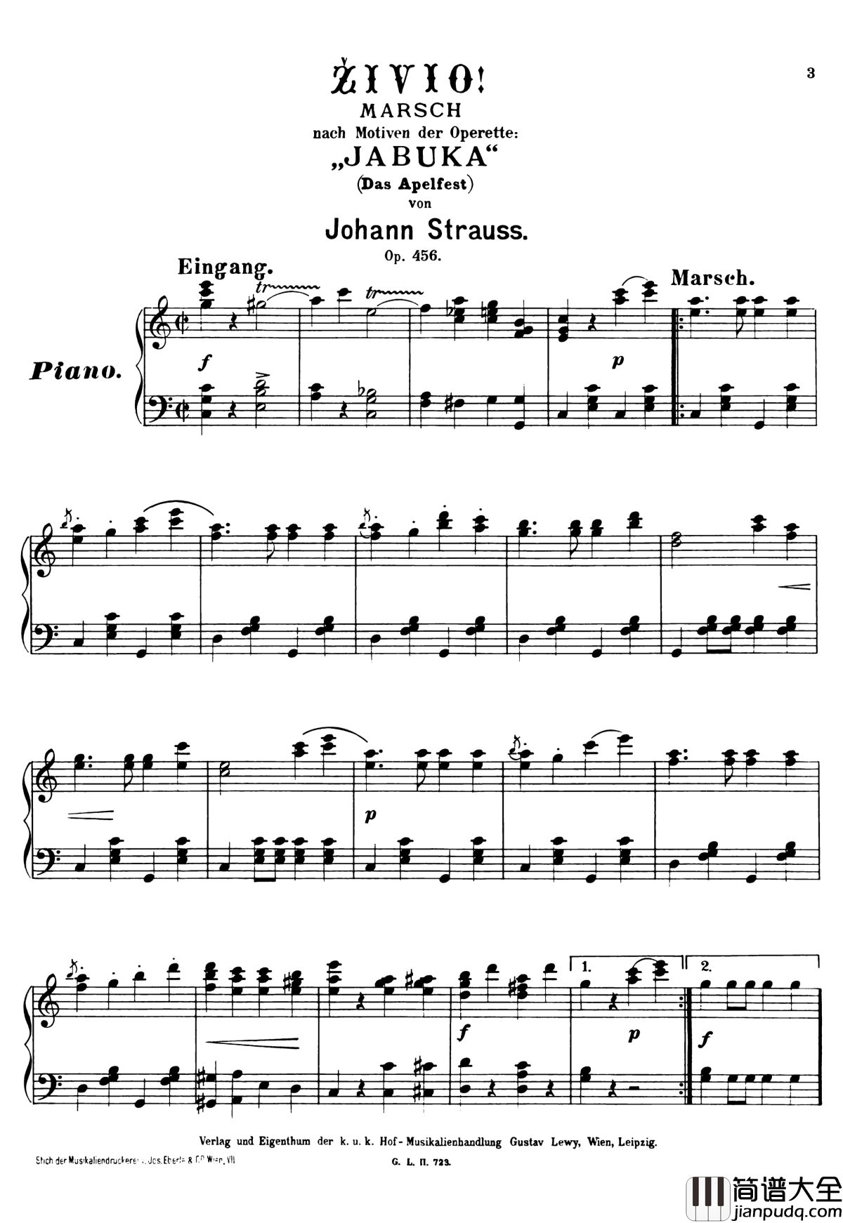 祝您健康进行曲__Op.456钢琴谱_小约翰施特劳斯