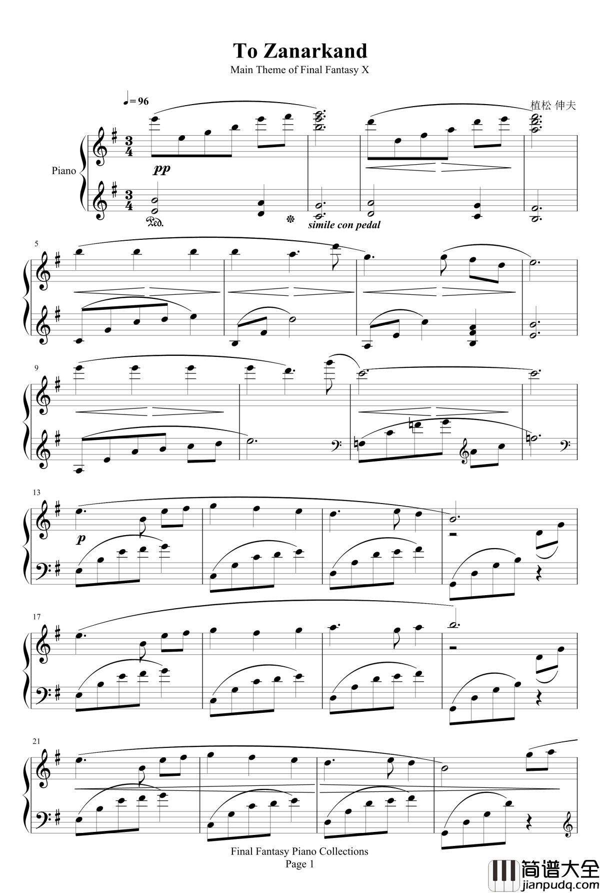 To_Zanarkand钢琴谱_Main_Theme_of_Final_Fantasy_X_最终幻想