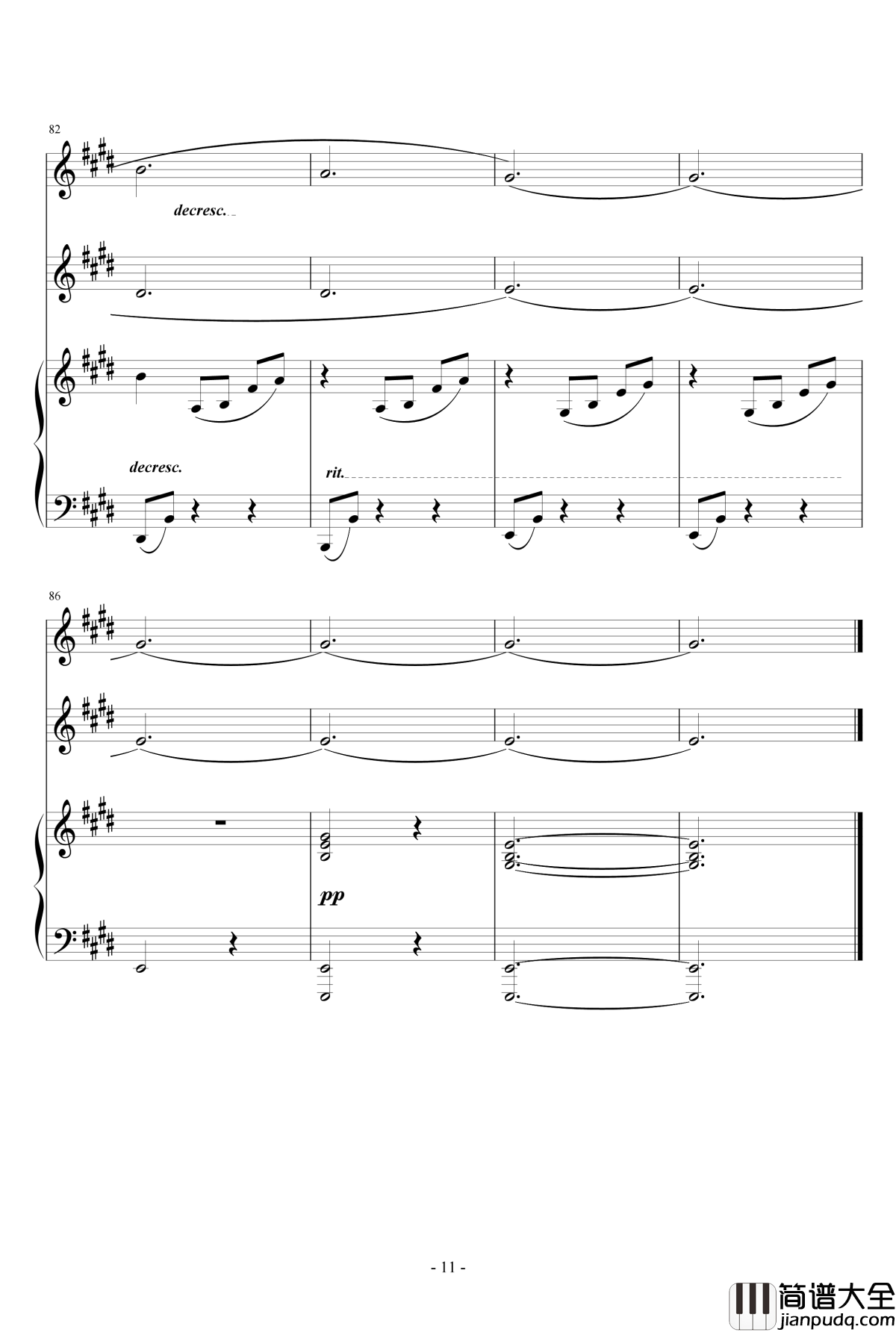 乘着歌声的翅膀_钢琴谱_钢琴_双声部合唱_门德尔松