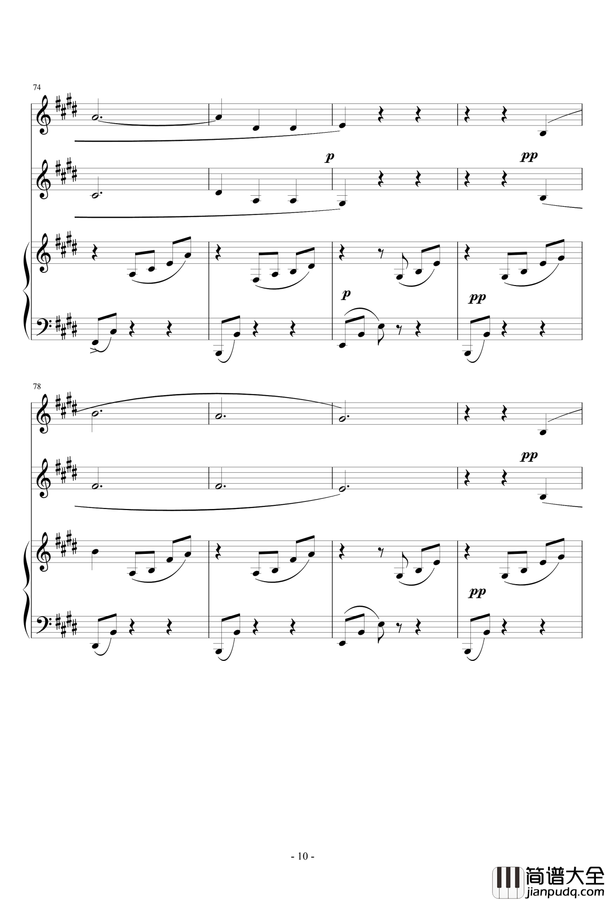 乘着歌声的翅膀_钢琴谱_钢琴_双声部合唱_门德尔松