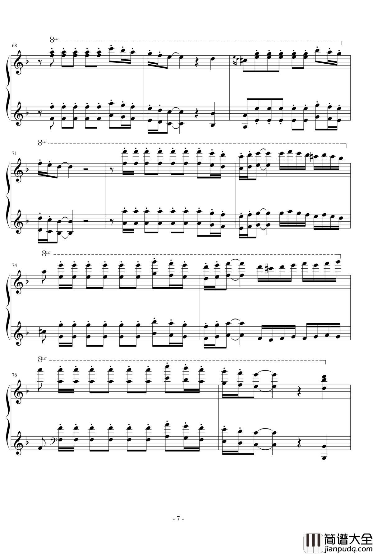 Huljic_Fiesta钢琴谱_Maksim_Mrvica_狂欢节_马克西姆__最接近原版_Maksim·Mrvica