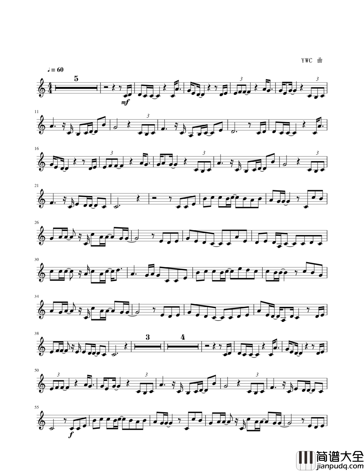 即兴曲钢琴谱_yewwc