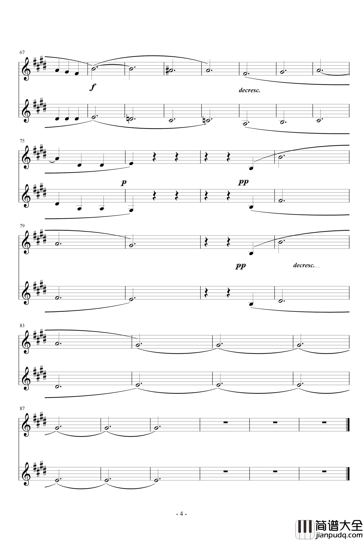 乘着歌声的翅膀钢琴谱_门德尔松_女声双声部合唱