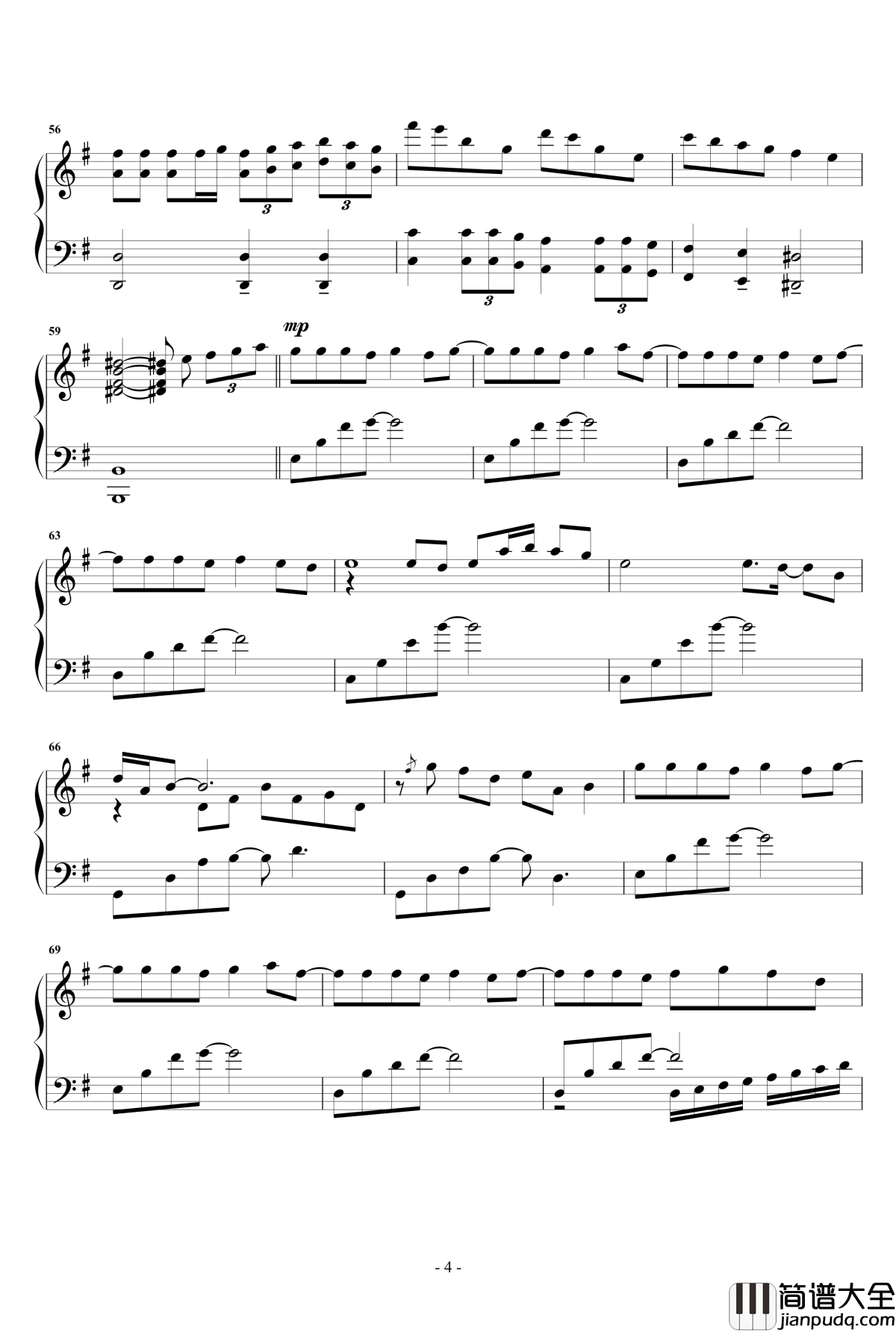 凉凉_华丽版钢琴谱_张碧晨