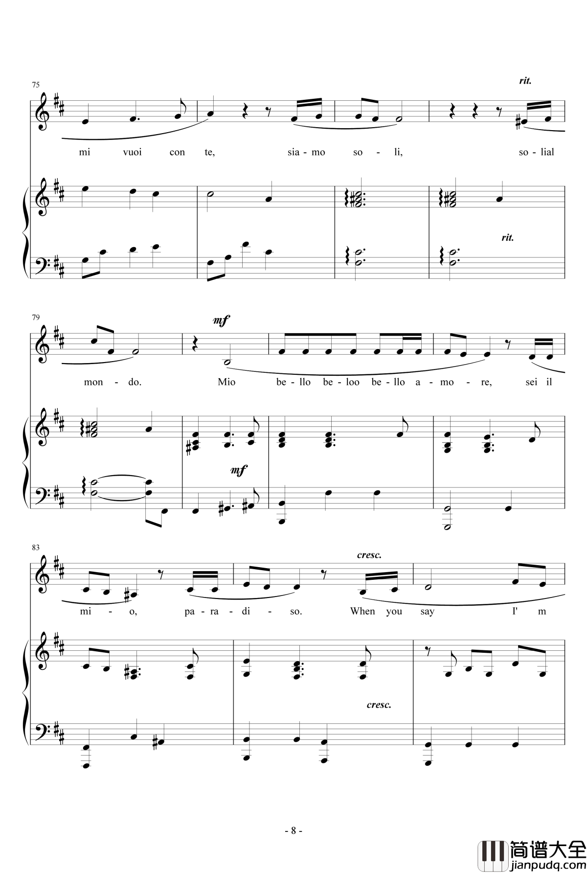 Mio_Bello_Bello_Amore钢琴谱_Cirque_du_Soleil_Cirque_du_Soleil