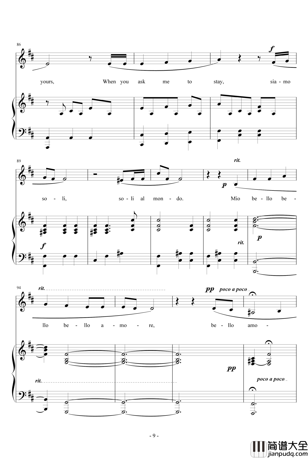 Mio_Bello_Bello_Amore钢琴谱_Cirque_du_Soleil_Cirque_du_Soleil