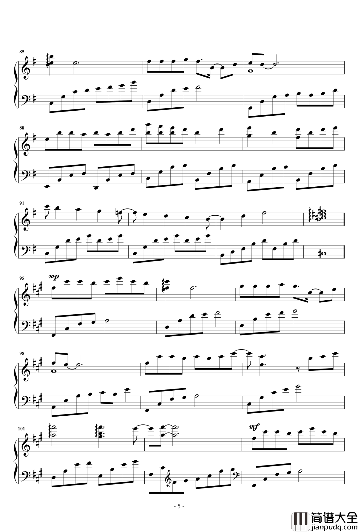 凉凉_钢琴谱华丽演奏版_张碧晨