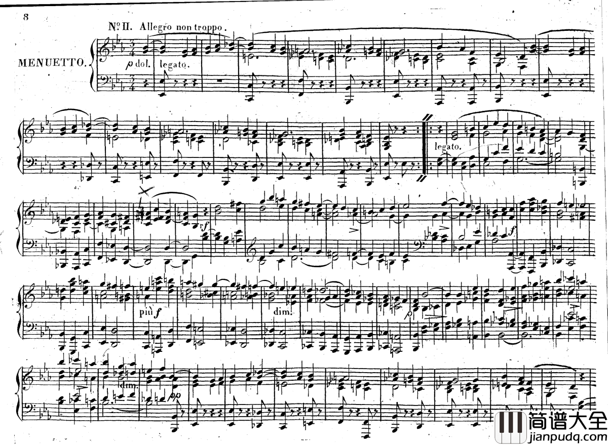 降E大调第八钢琴奏鸣曲_Op.144钢琴谱_车尔尼_Czerny