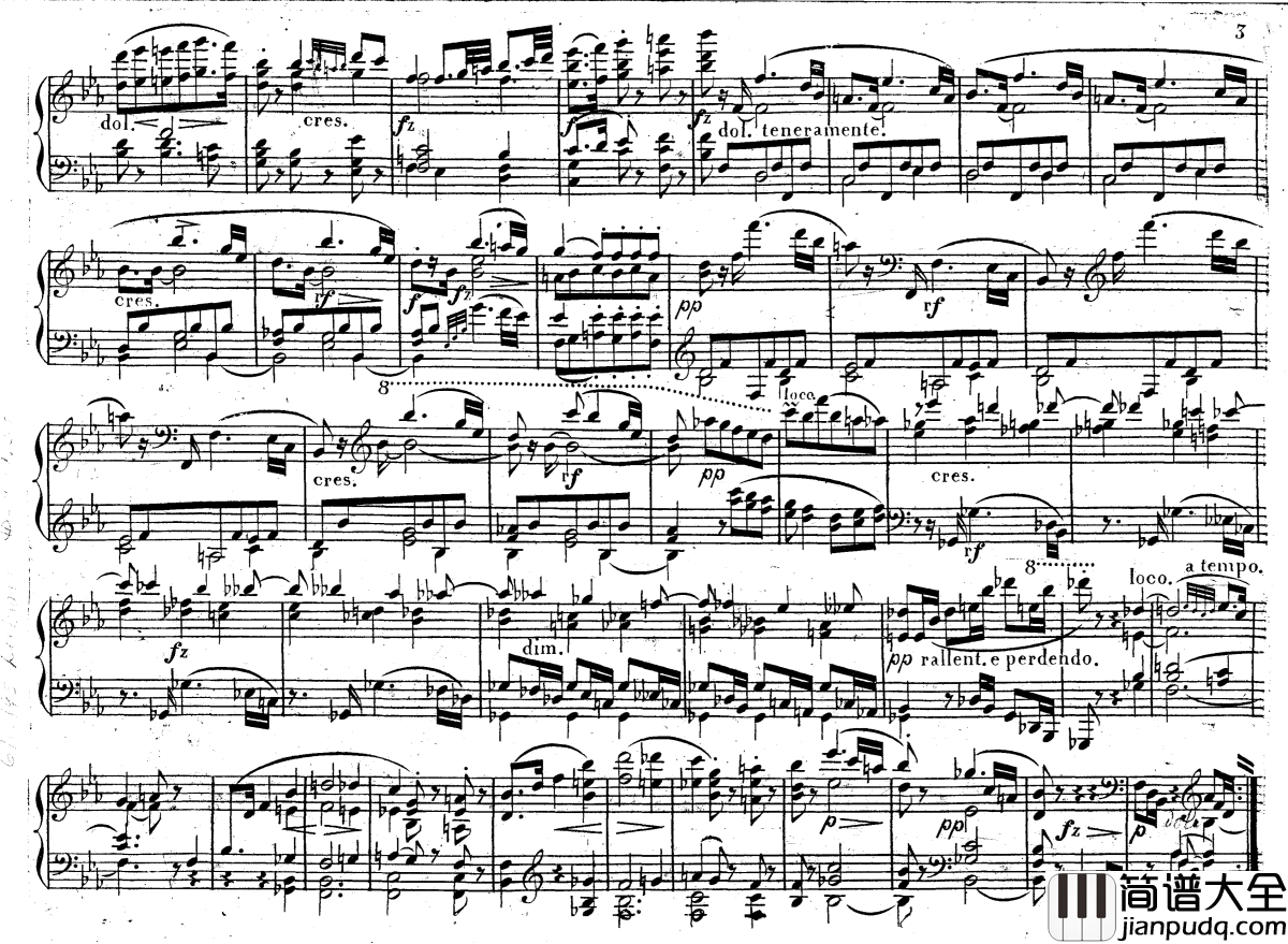 降E大调第八钢琴奏鸣曲_Op.144钢琴谱_车尔尼_Czerny