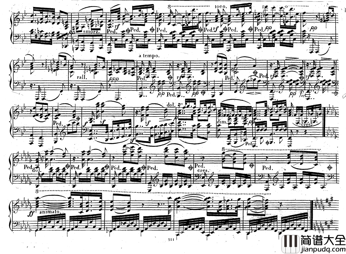 降E大调第八钢琴奏鸣曲_Op.144钢琴谱_车尔尼_Czerny