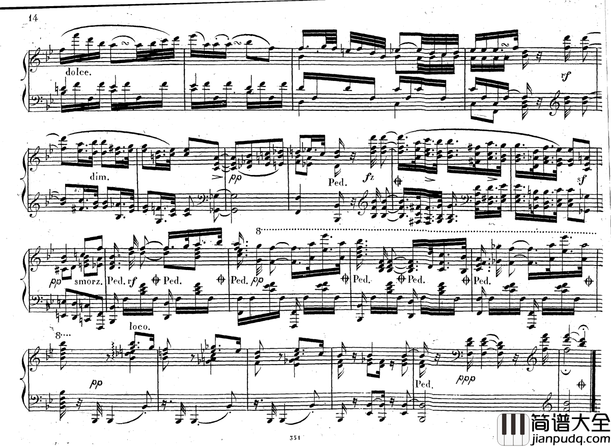 降E大调第八钢琴奏鸣曲_Op.144钢琴谱_车尔尼_Czerny