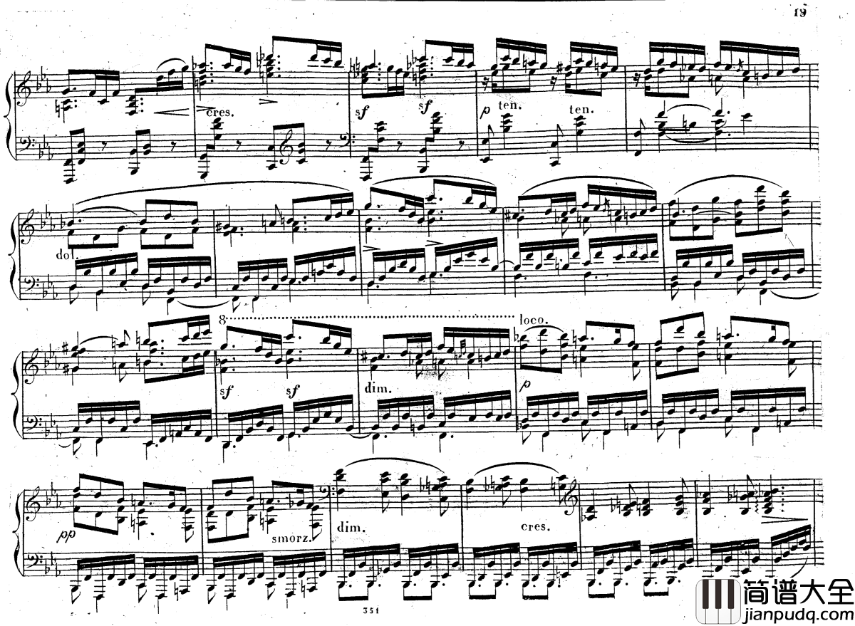 降E大调第八钢琴奏鸣曲_Op.144钢琴谱_车尔尼_Czerny