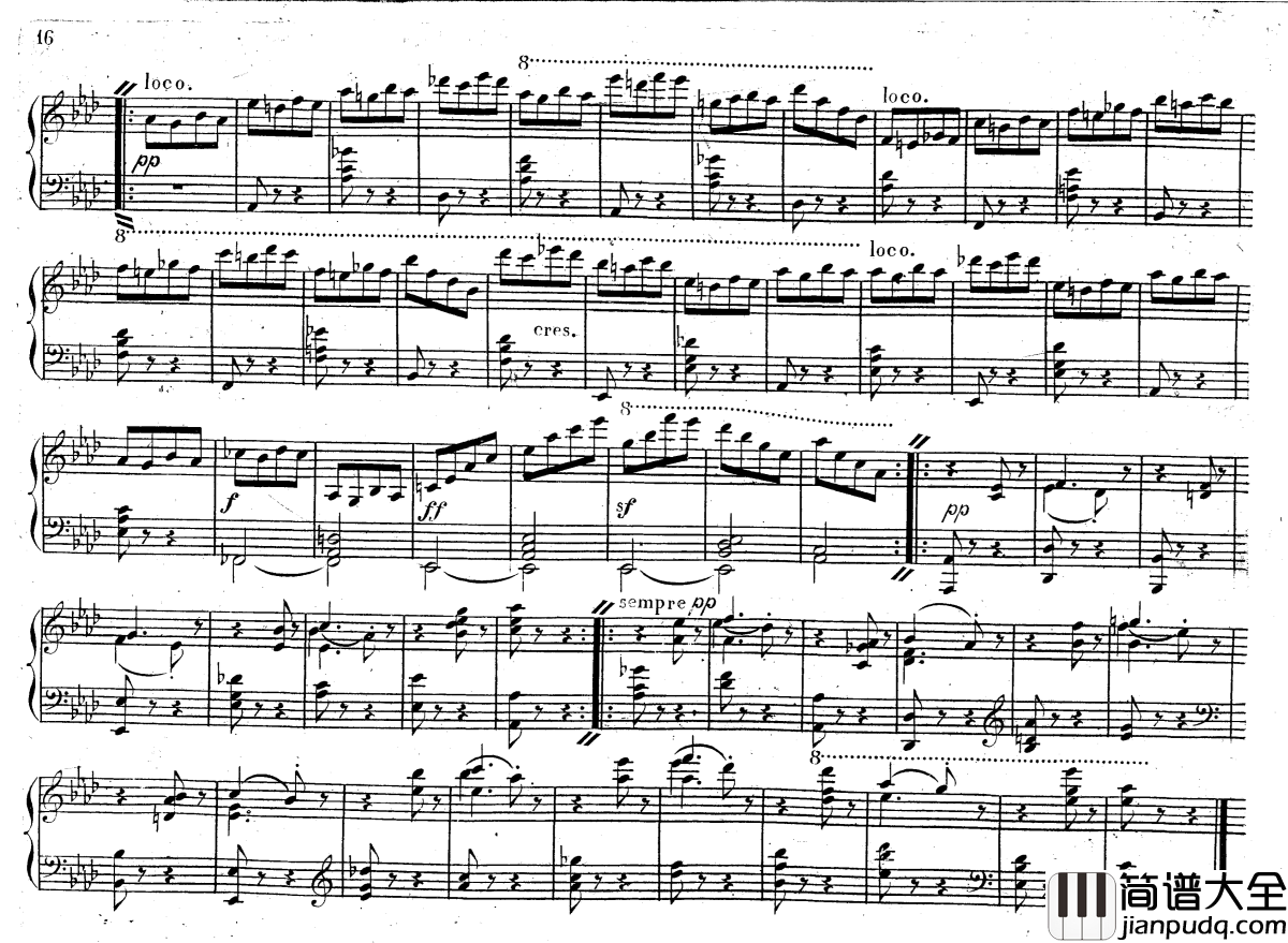 降E大调第八钢琴奏鸣曲_Op.144钢琴谱_车尔尼_Czerny