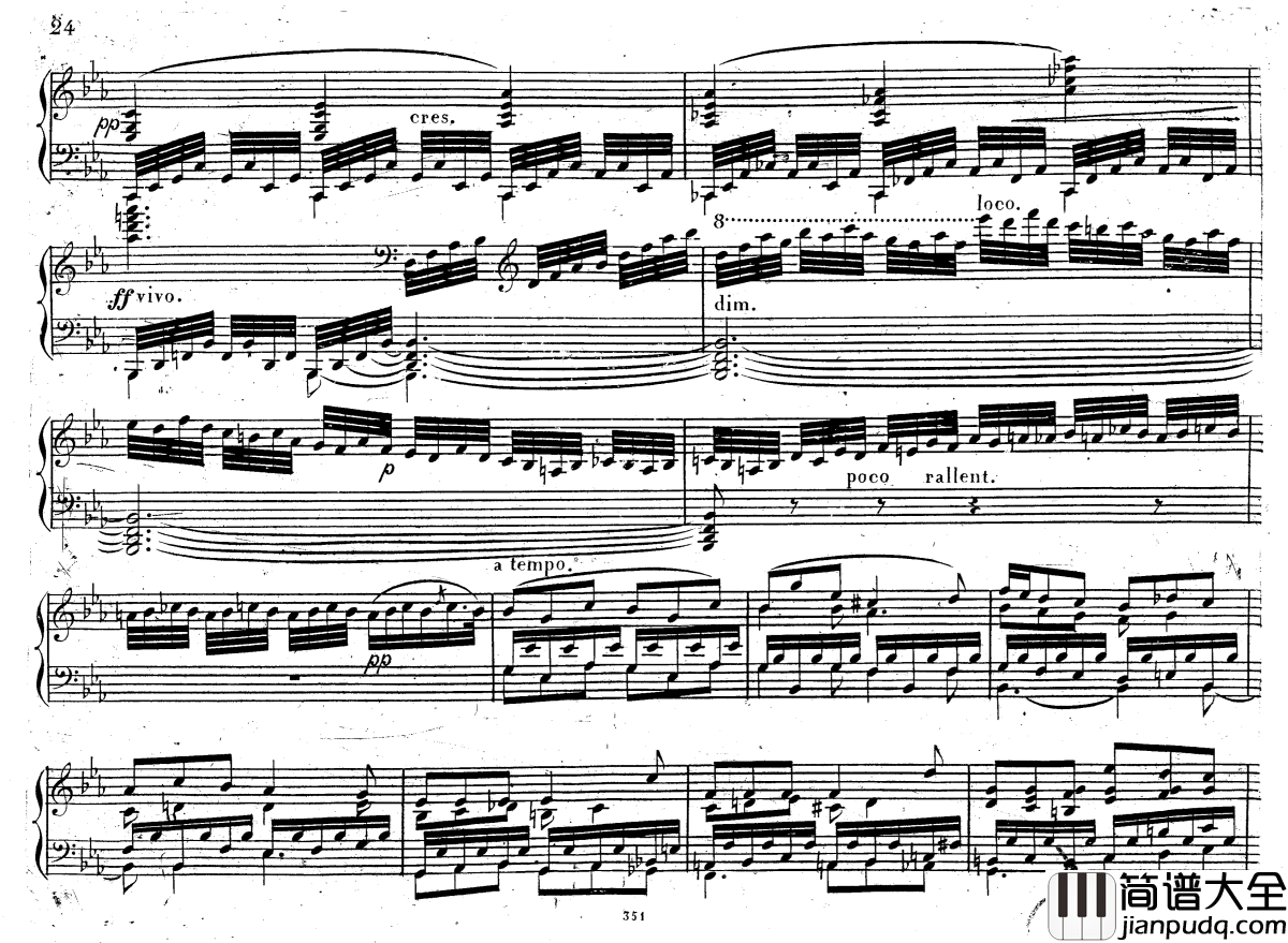 降E大调第八钢琴奏鸣曲_Op.144钢琴谱_车尔尼_Czerny