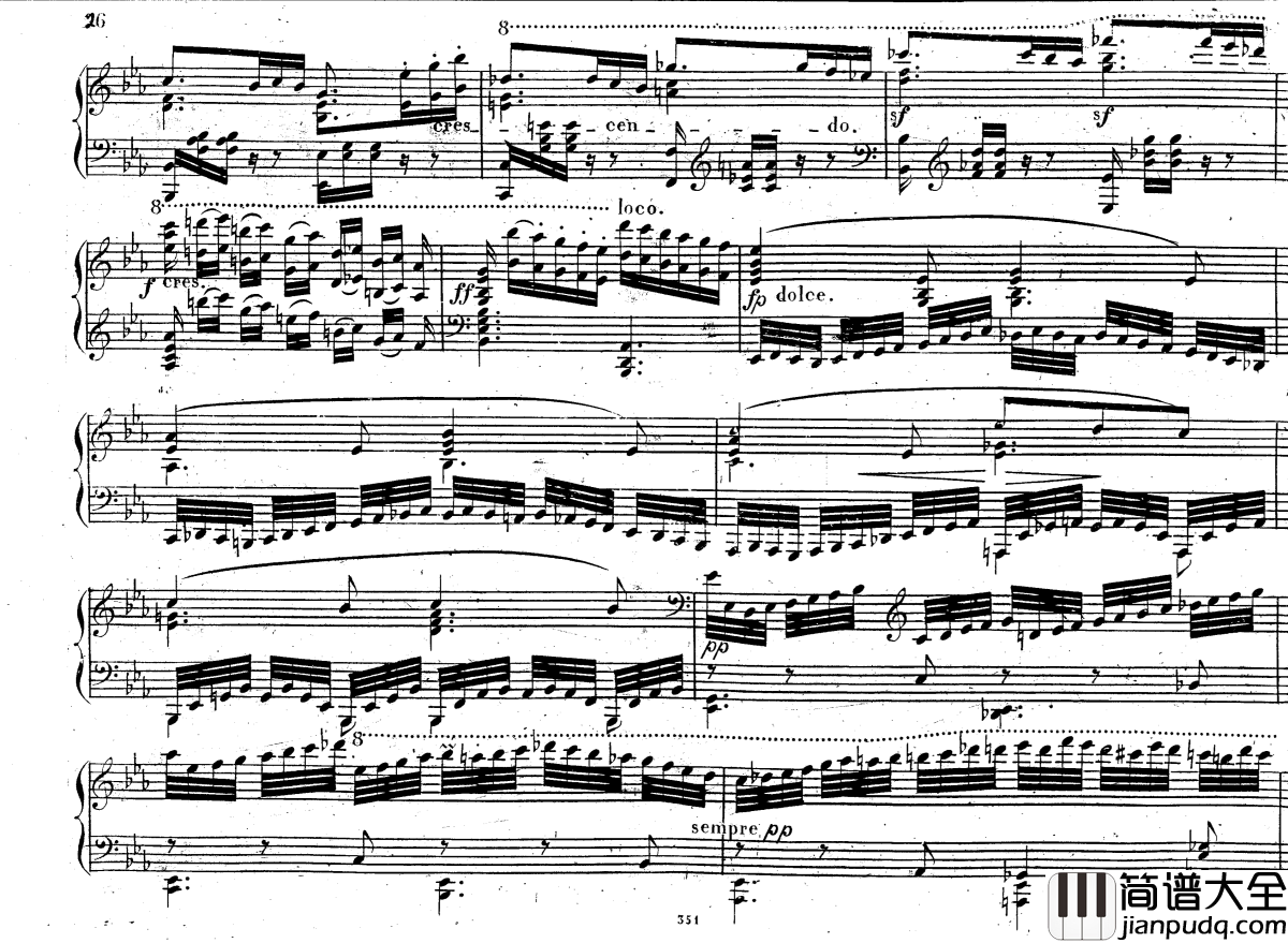 降E大调第八钢琴奏鸣曲_Op.144钢琴谱_车尔尼_Czerny