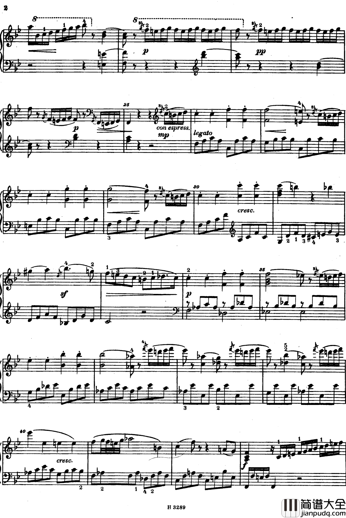 降B大调第八钢琴奏鸣曲Op.23钢琴谱_杜舍克