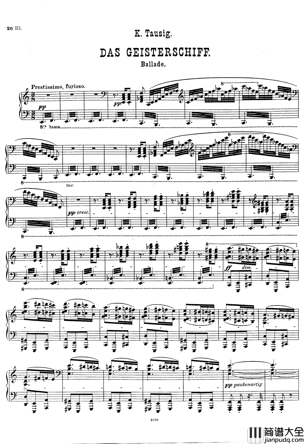 幽灵船Op.1钢琴谱_陶西格