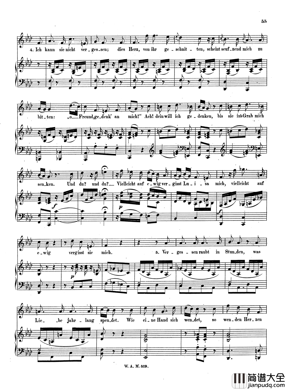 莫扎特____离别之歌_____K.519_莫扎特_钢琴谱