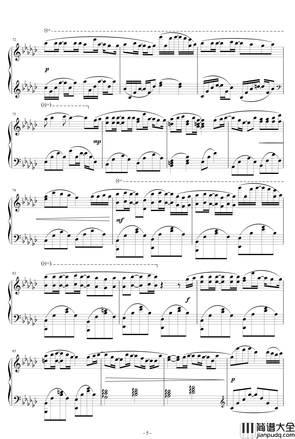 奏钢琴谱_かなで_一周的朋友ED完整版