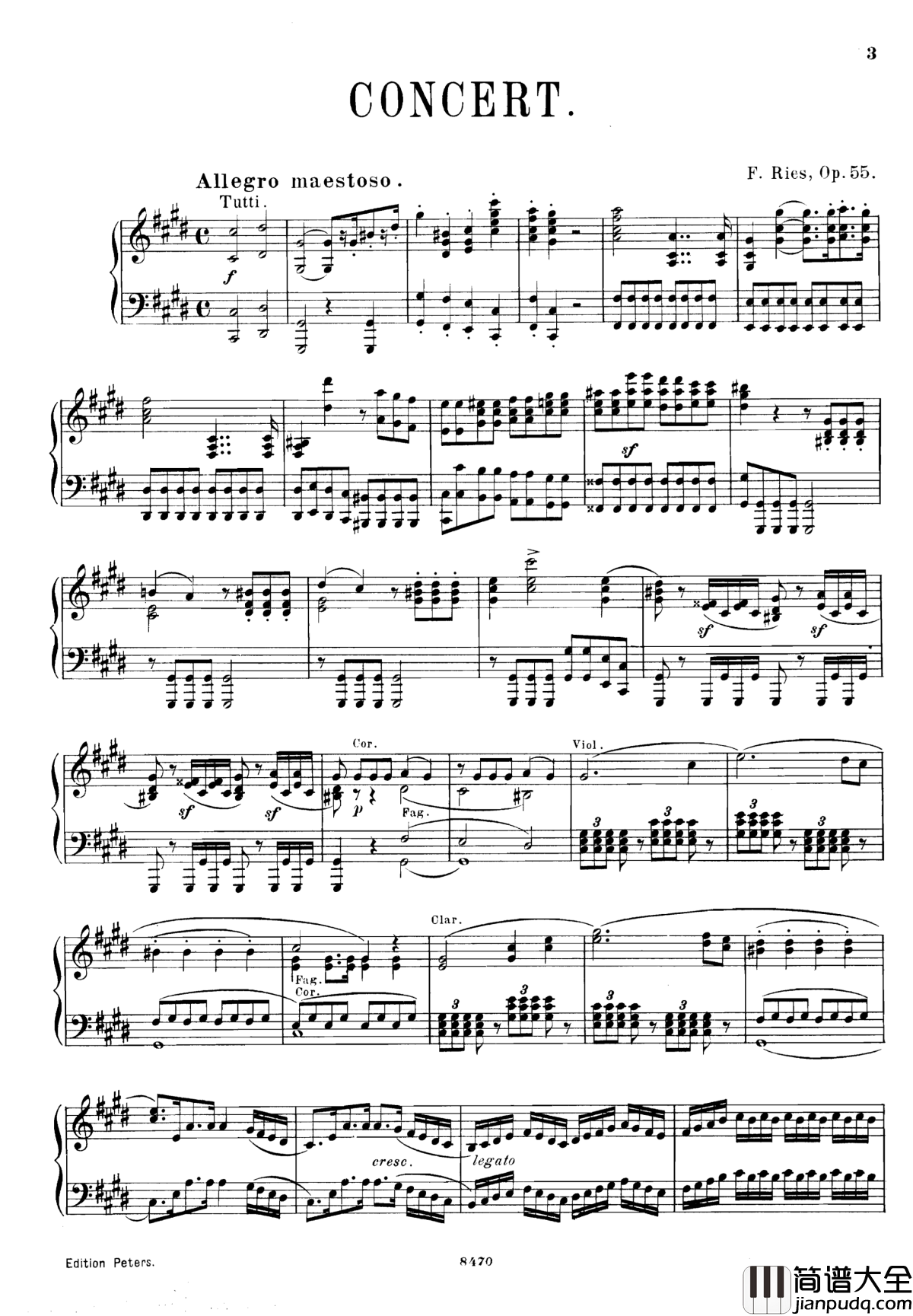 升c小调第三钢琴协奏曲Op.55钢琴谱_克里斯蒂安_里斯