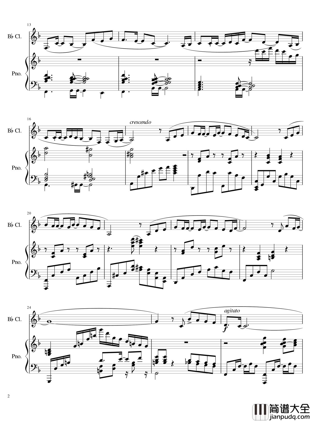 OP_おかえりなさい钢琴谱_玉响_单簧管