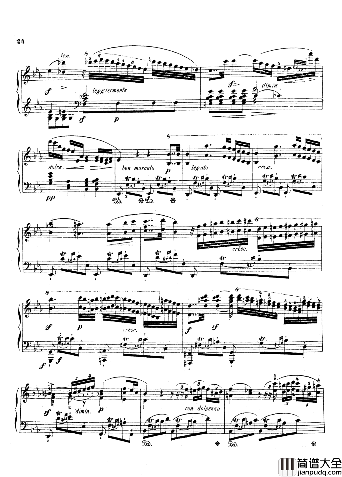 g小调第三钢琴协奏曲Op.58钢琴谱_莫谢莱斯