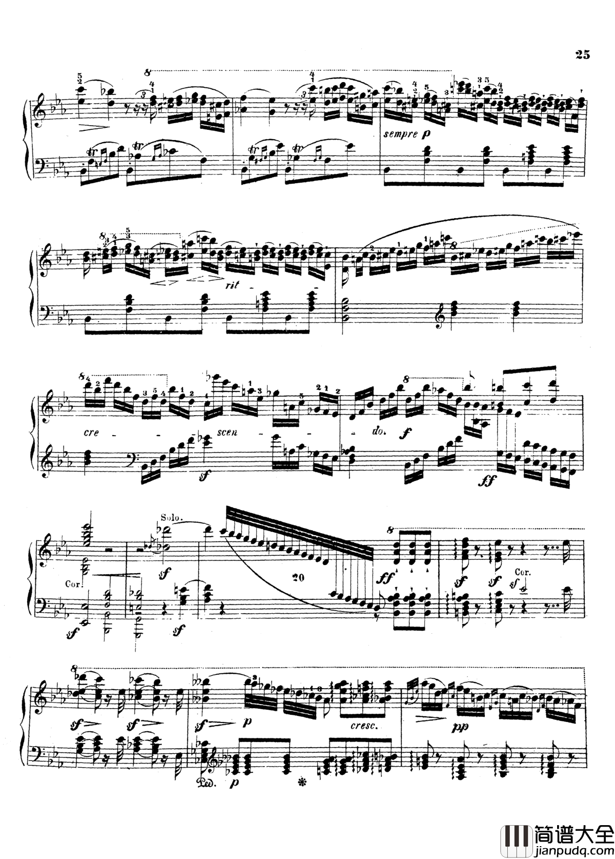 g小调第三钢琴协奏曲Op.58钢琴谱_莫谢莱斯