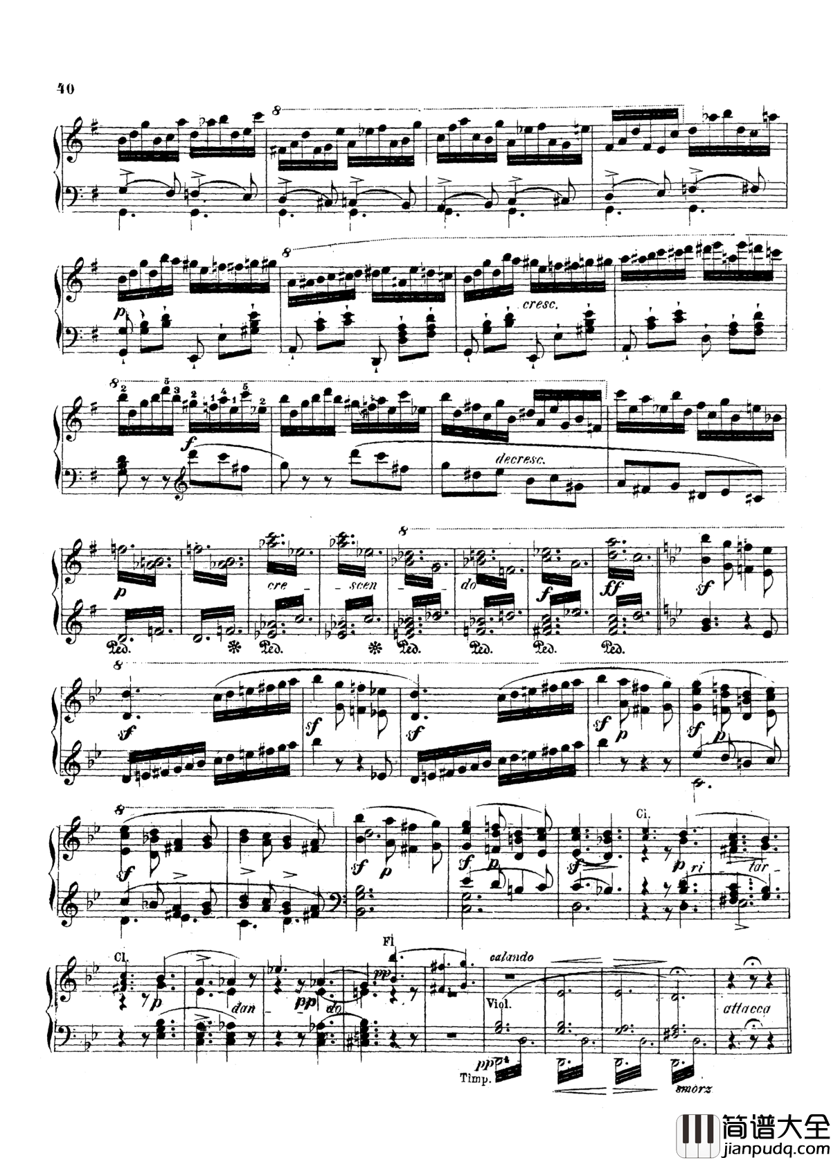 g小调第三钢琴协奏曲Op.58钢琴谱_莫谢莱斯