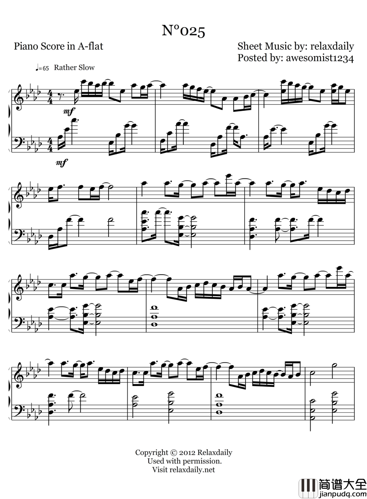 Piano_Score_in_A_Flat_钢琴谱_N_025_relaxdaily