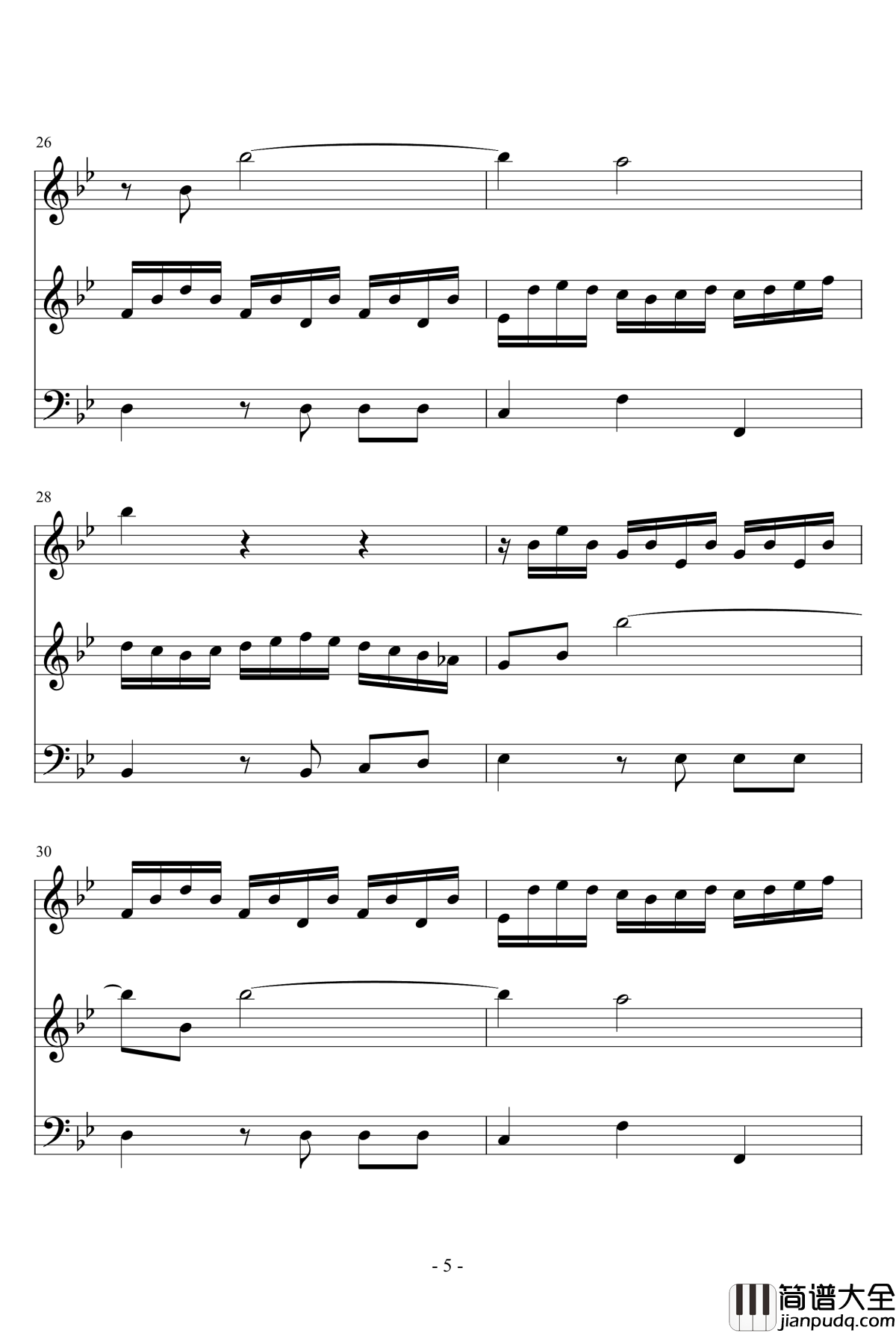 长笛与羽管键琴奏鸣曲第一乐章钢琴谱_巴赫_P.E.Bach