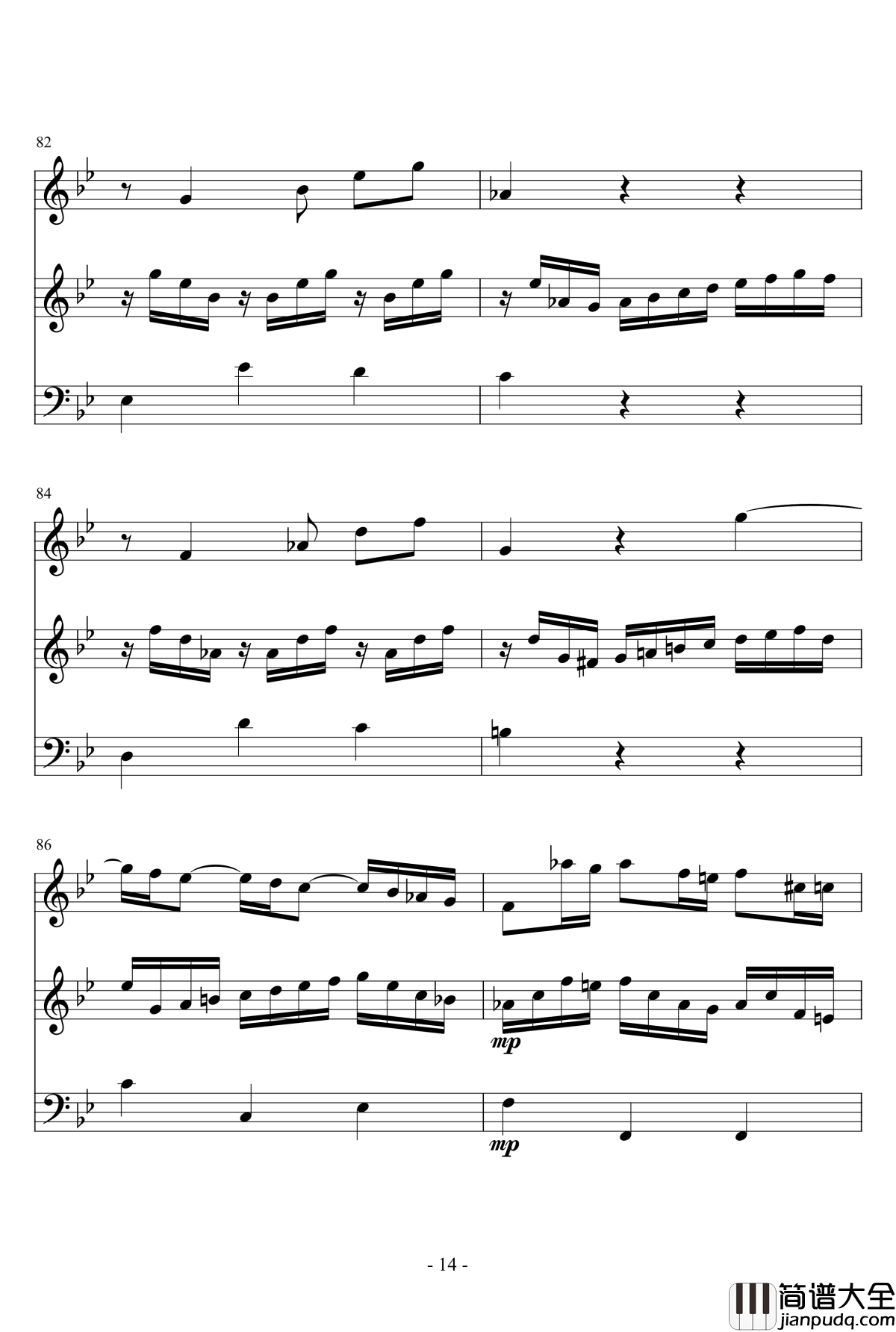 长笛与羽管键琴奏鸣曲第一乐章钢琴谱_巴赫_P.E.Bach