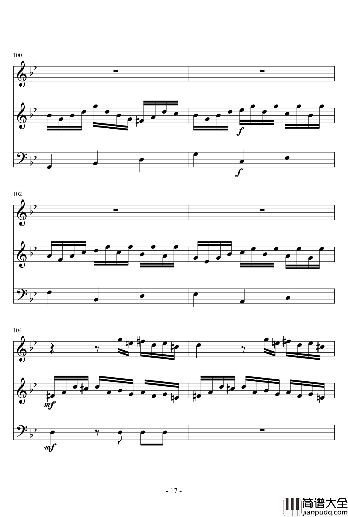 长笛与羽管键琴奏鸣曲第一乐章钢琴谱_巴赫_P.E.Bach