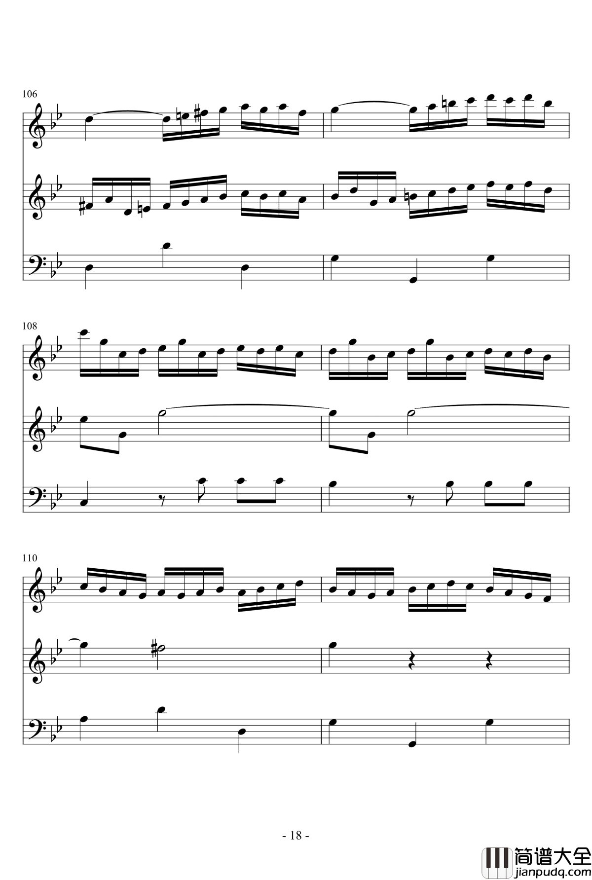 长笛与羽管键琴奏鸣曲第一乐章钢琴谱_巴赫_P.E.Bach