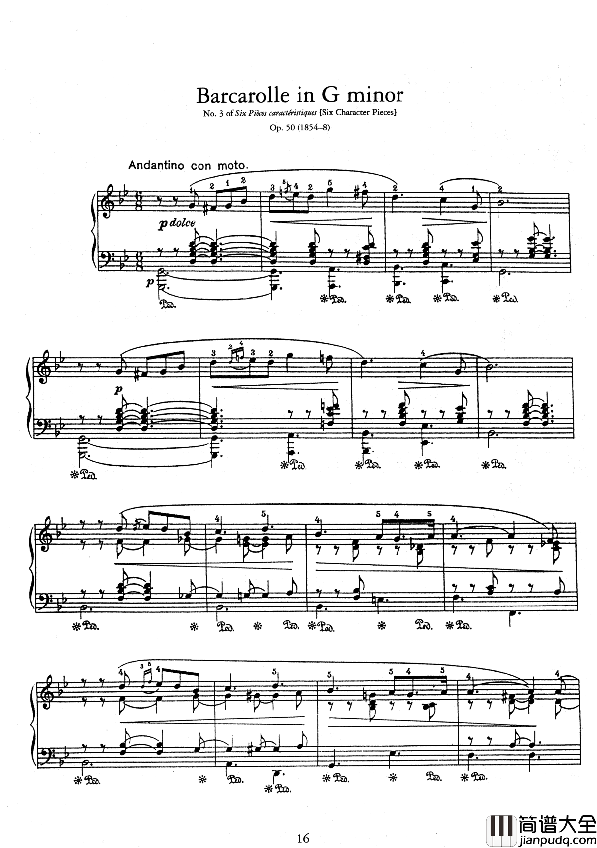 g小调船歌_Op.50__No.3钢琴谱_安·鲁宾斯坦