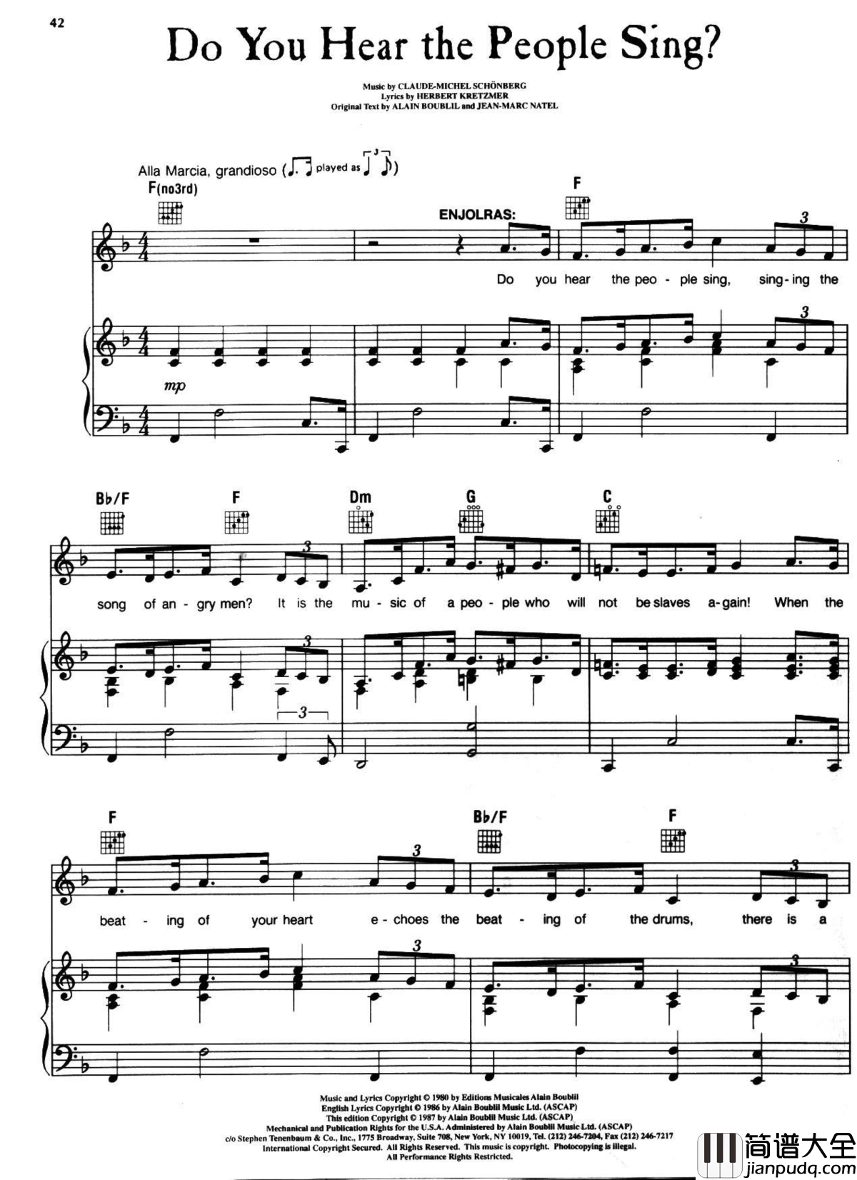 悲惨世界弹唱谱全集钢琴谱_Les_Miserables